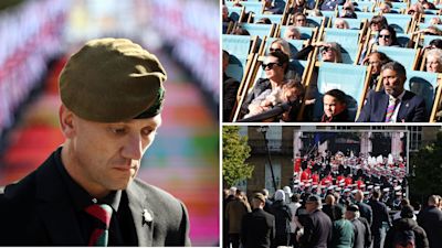 Pictures of people watching the Queen's funeral in Eldon Square, Newcastle