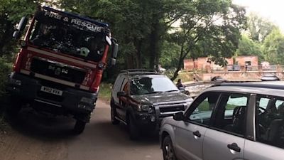 A fire engine struggled to access a training exercise in Norfolk due to badly parked vehicles.