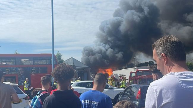 A huge fire at a bus station in Hertfordshire has severely damaged six buses (c) BPM MEDIA