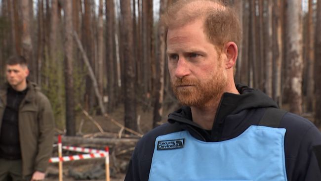 Prince Harry visited an unexploded ordnance site while in Ukraine.