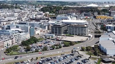 A drone view of Jersey's finance centre.
