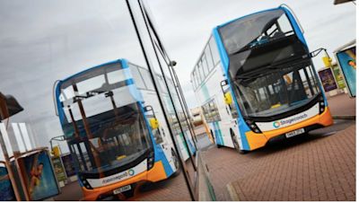 Empty Stagecoach buses