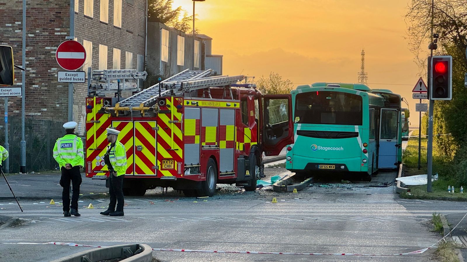 19 people injured in crash between fire engine and two Cambridgeshire ...