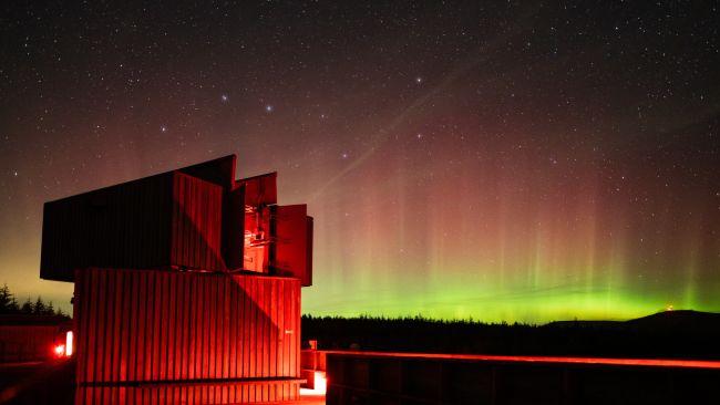 Northern Lights filmed over Kielder Observatory. 