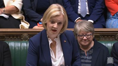 Liz Truss speaking at PMQs.