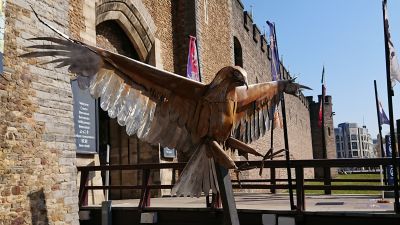 Red Kite Sculpture outside Cardiff Castle