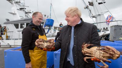 Boris Johnson meets fishermen on a visit to Scotland