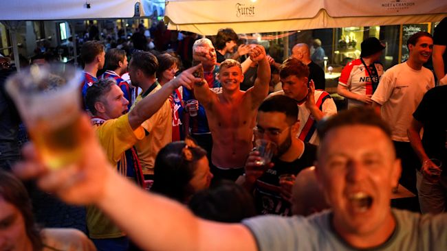 Crystal Palace fans in Leipzig, ahead of the UEFA Conference League Final