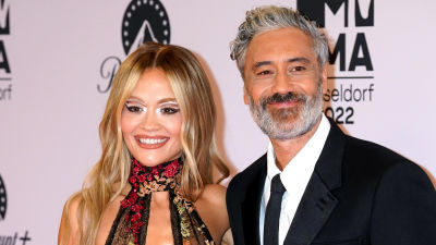 Rita Ora and Taika Waititi pictured together at a rad carpet ceremony.