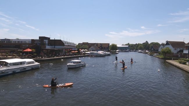 The sun shines in Wroxham on the hottest day of the year so far.