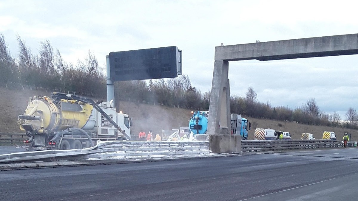 A1M in West Yorkshire partially reopens after hazardous tanker