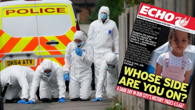 The front page of the Liverpool Echo appeals the community to hand over any information that could help in the murder investigation.
