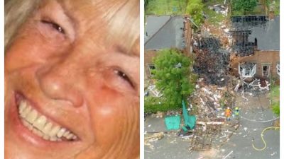 Collage image of Doreen Mace and the blast which claimed her life