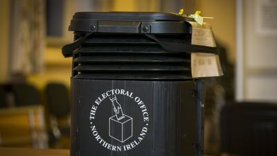 A ballot box ready before South Belfast Polling Station opened for voting in the Northern Ireland Assembly elections.
Picture by: Liam McBurney/PA Archive/PA Images