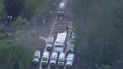 Water cannons deployed on second night of unrest in Belfast