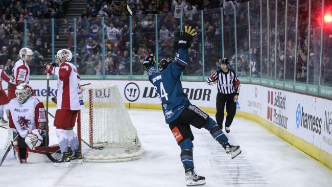 Belfast Giants in Challenge Cup action against Cardiff Devils
