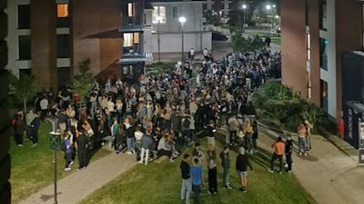 students gathering at exeter uni