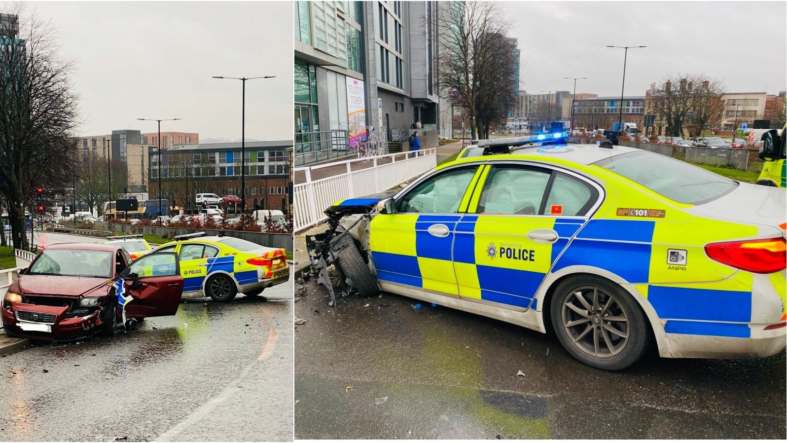 Police car involved in crash after high speed pursuit through Sheffield ...