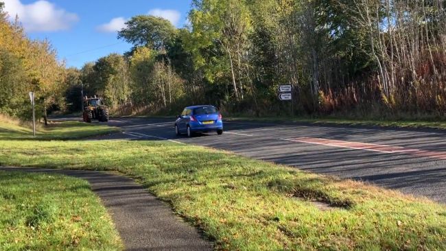 The entire population of the village of Crailing have signed a petition for the A698 road to be reduced from 60mph to 50mph as it passes through the village. Picture: ITV Border.