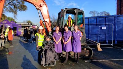 Rob Burrow at the site of the new MND centre in Leeds