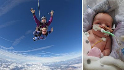 Mum's skydive in memory of child.