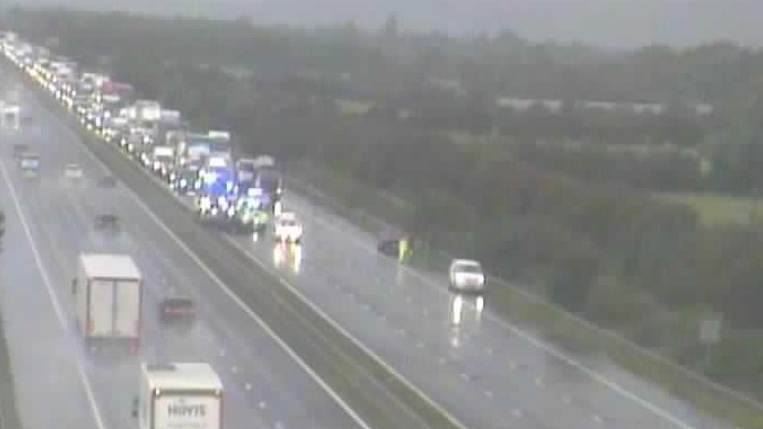 M5 crash Van and two cars crash causing closures near Burnham on