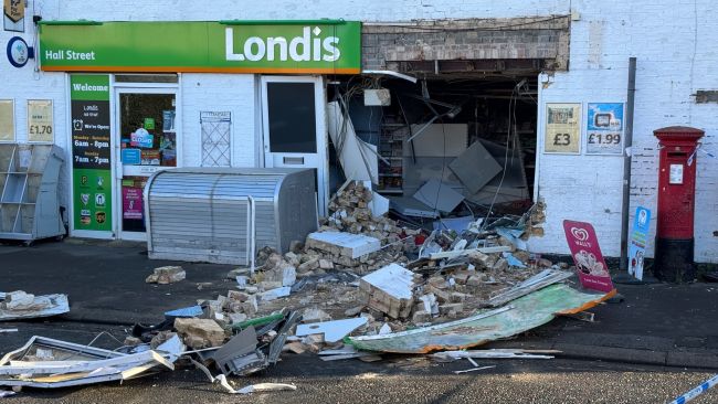 The Londis shop in Soham, Cambridgeshire, where thieves stole a cash machine in an early morning ram-raid on Wednesday, November 15, 2023.
Credit: ITV News Anglia