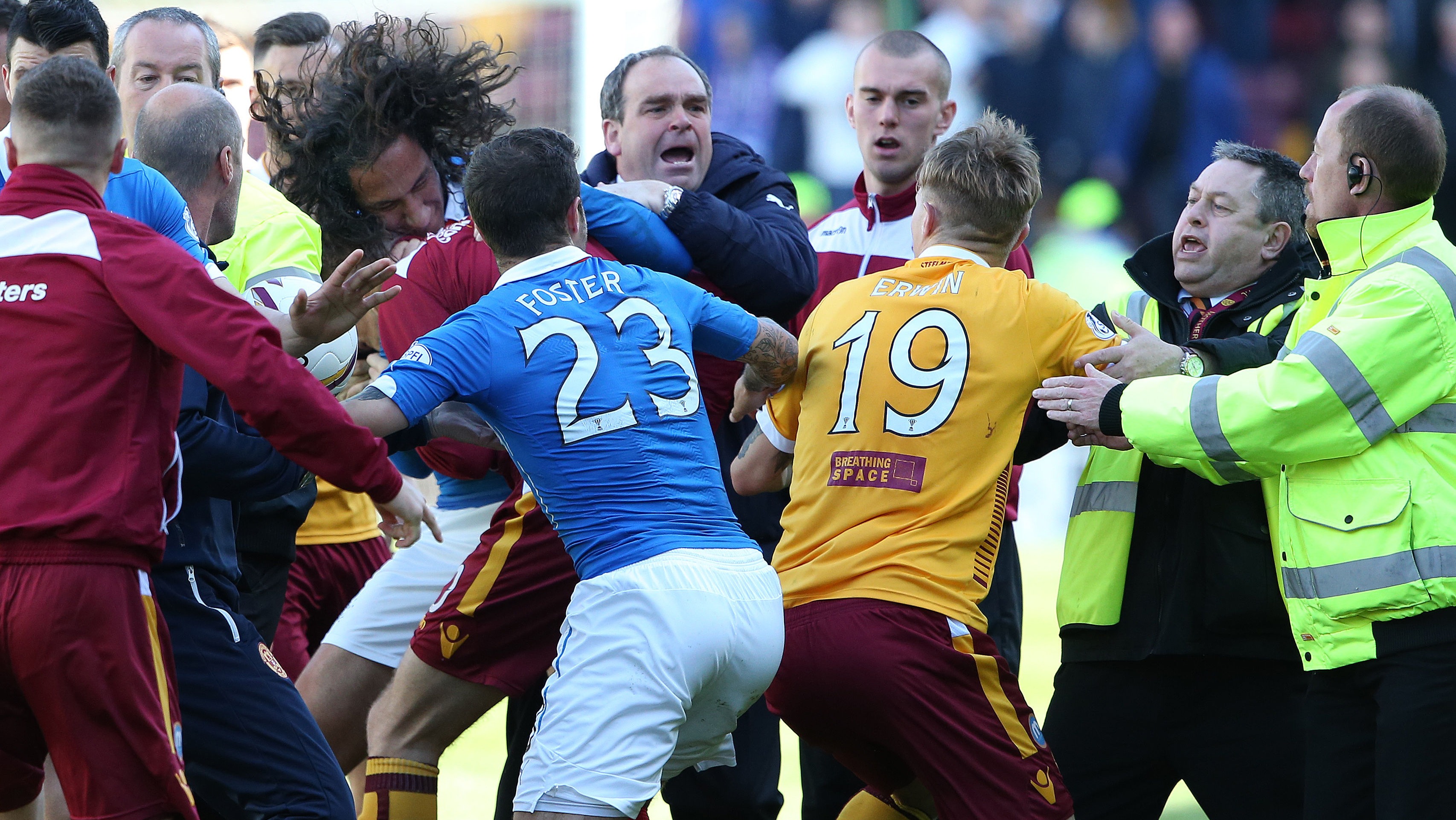 Police investigate players brawl in Motherwell v Rangers play-off final ITV News