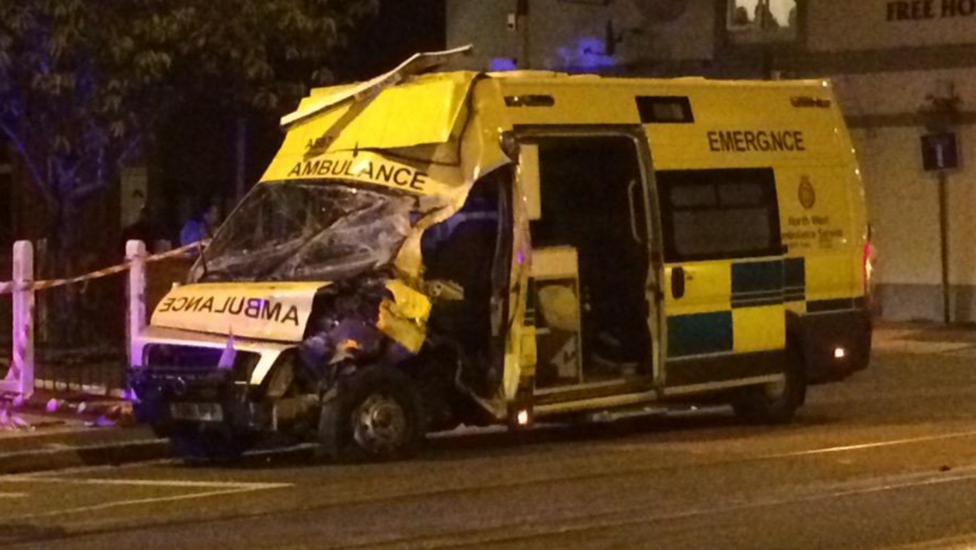 Pictures show aftermath of crash involving ambulance and car | ITV News