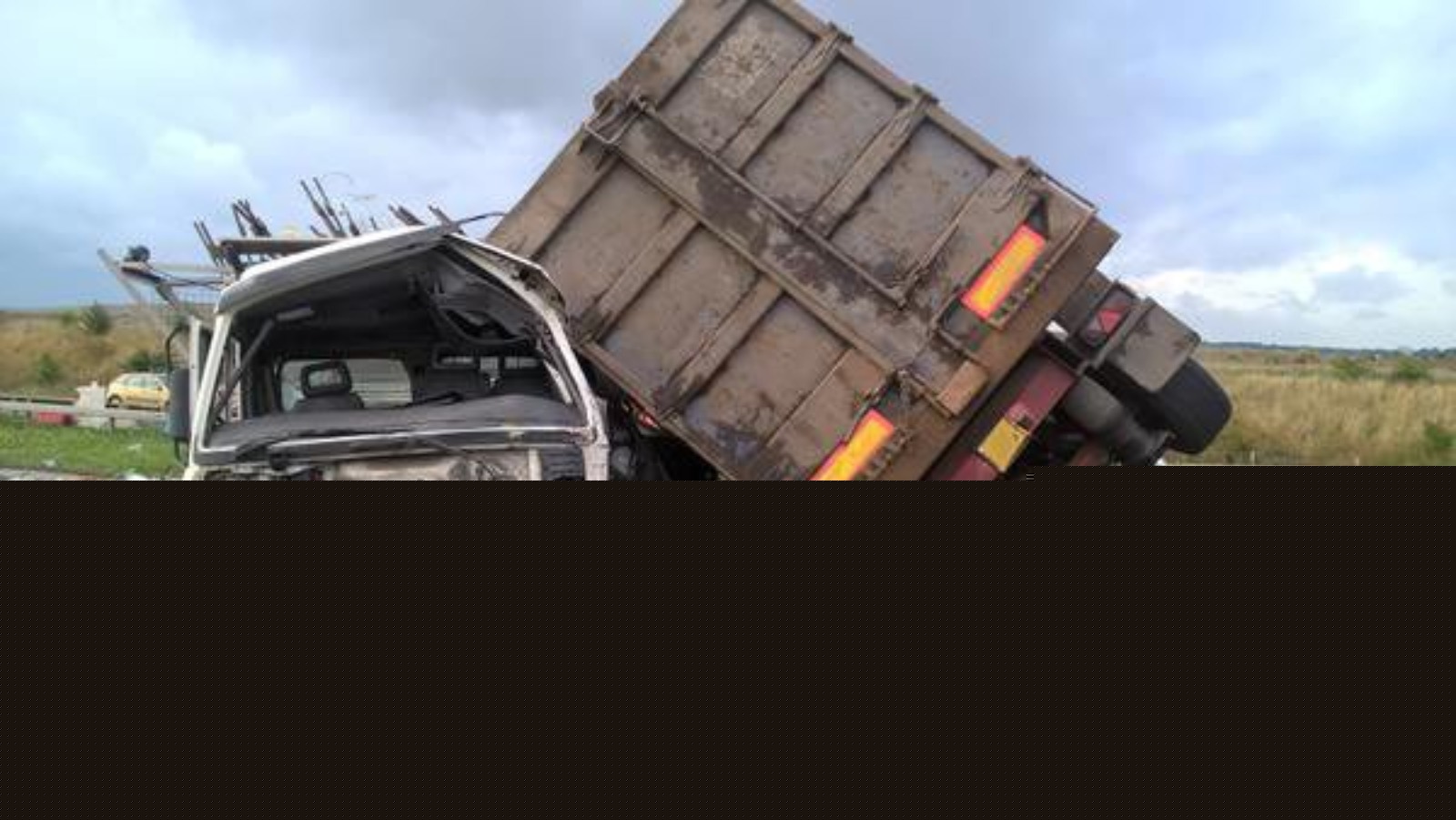 Driver leaps from his cab seconds before a truck ploughs into his lorry ...