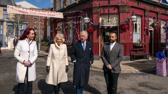 210522 Charles and Camilla on the set of Eastenders in March, PA