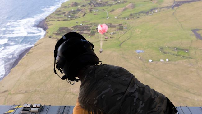 The Army's parachute regiment, based in Colchester, have helped deploy medical aid to a British national with suspected Hantavirus on the Tristan da Cunha overseas territory in the South Atlantic.
Credit: Ministry of Defence
