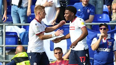 Dapo Afolayan scored twice for Bolton against Ipswich.