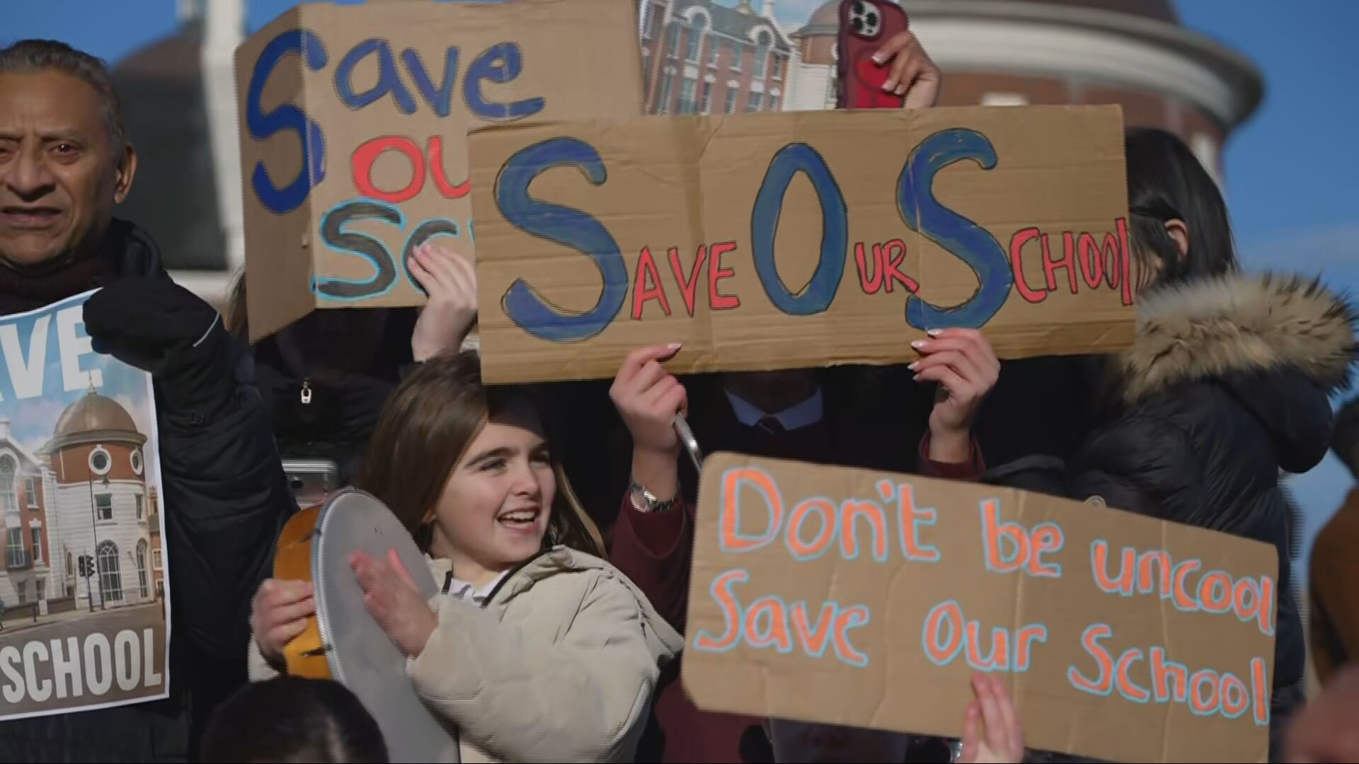 Parents, teachers, and pupils protest against performing arts school closure