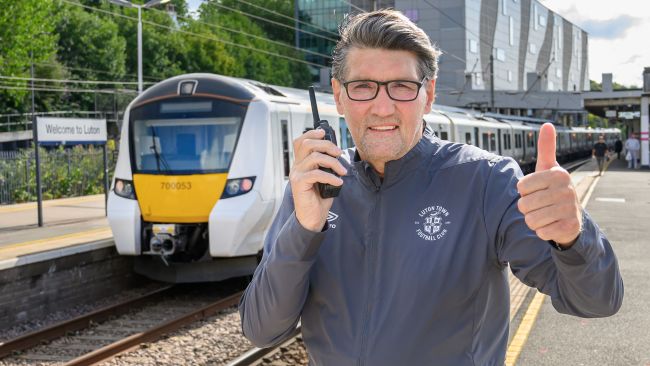 Mick Harford reading the announcements at Luton station.
Credit: Govia Thameslink