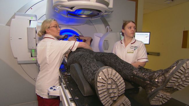 Suzy Orr having 10 daily sessions of radiotherapy treatment at the Rosemere Cancer Centre in Preston 