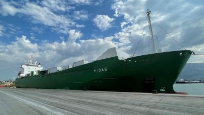 Condor Ferries is chartering the MV Midas freight ship