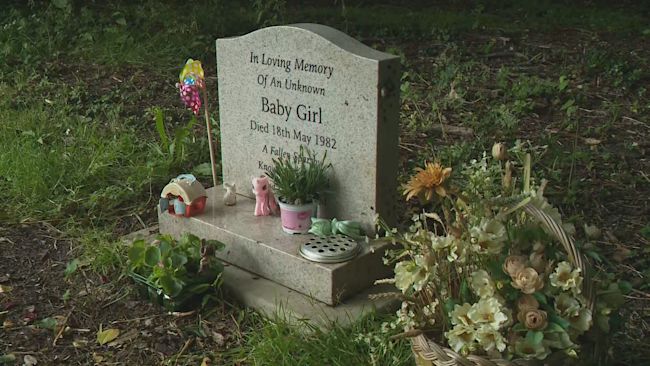 ANGLIA 140624 BABY GIRL GRAVE CHURCH OF ST MARY THE VIRGIN, NORTHAMPTON, ANGLIA