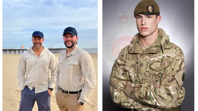 Dom Lunt and Jimmy Dexter are hoping to trek across the Namib Desert in memory of Lance Corporal James Ashworth (right).
