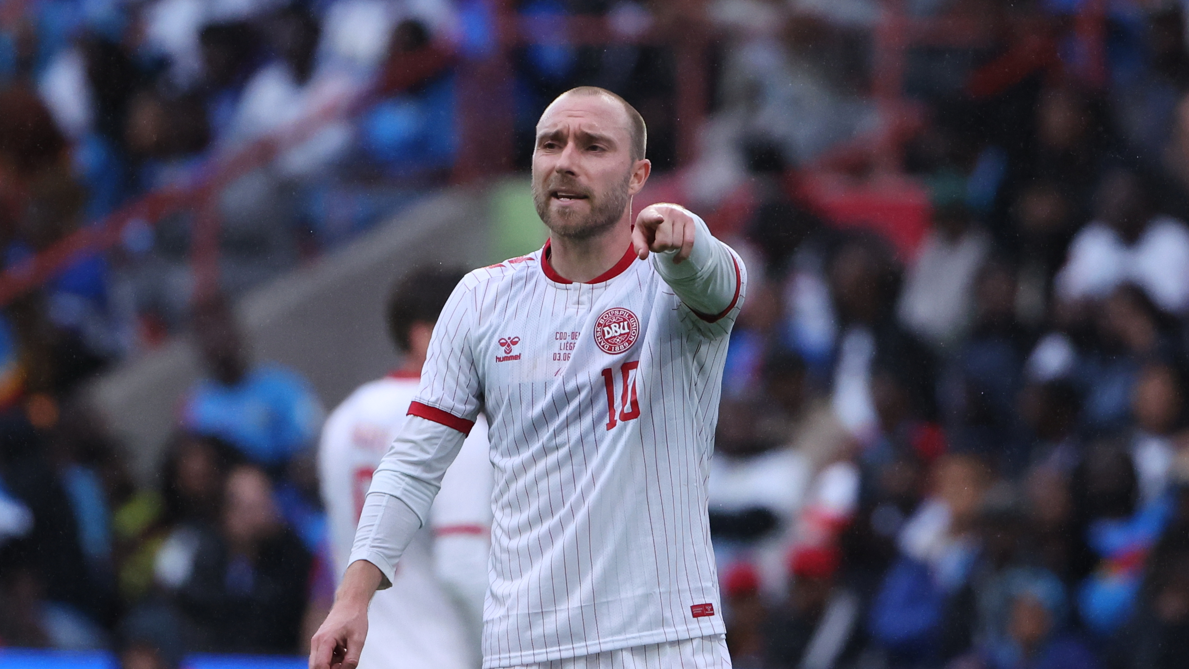 Eriksen pictured during an international friendly between DR Congo and Denmark on June 3