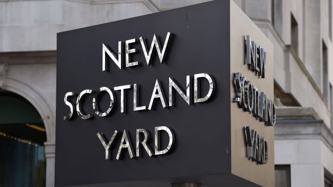 he New Scotland Yard sign outside the Metropolitan Police headquarters in London.