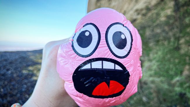 A pink balloon found on a Norfolk beach 