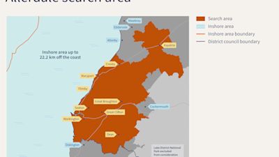 The "search area" of Allerdale where a new GDF could be based. Allerdale GDF Working Group.