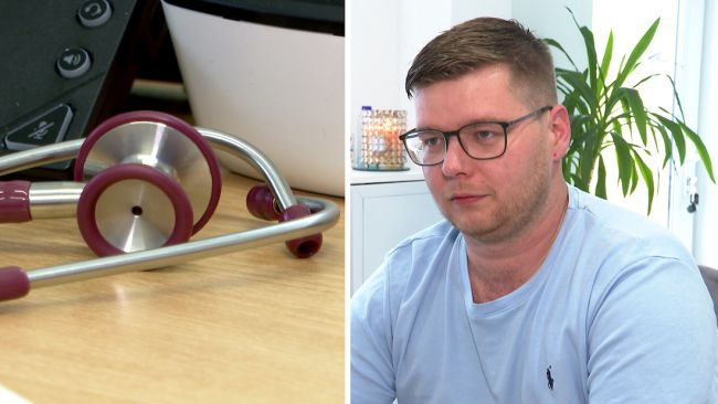 Stethoscope and Lukas Habsuda split image. Both ITV Meridian images. 