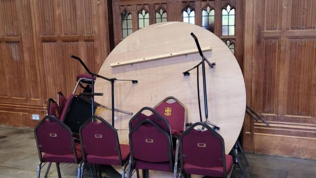 Barricade made by students occupying the wills memorial building 
