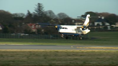 Blue Islands plane lands in Jersey Airport. 