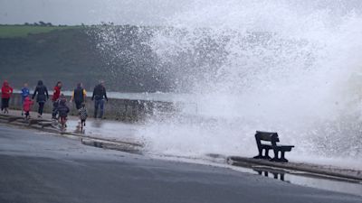 Waves crash on the Front Strand in Youghal, Co. Cork in the wake of Storm Ellen.