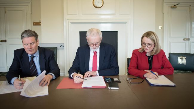 Rebecca Long-Bailey, Sir Keir Starmer and Jeremy Corbyn