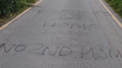 Graffiti on road in Cornwall 