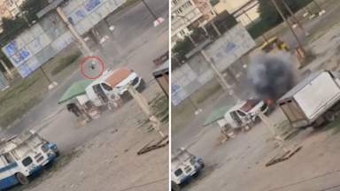 Video shows Russian drone chasing and attacking street vendor in Ukraine